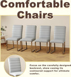 Modern Dining Chairs Set of 6, Grey Faux Leather Kitchen Chairs, Upholstered Armless Dining Room Chair with Silver Metal Legs Heavy Duty, Comfortable (Grey Chiars, Set of 6)
