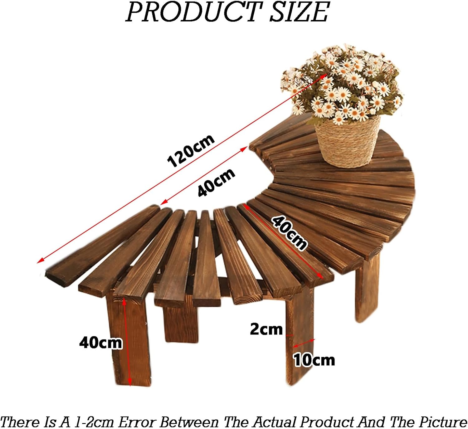 Semi-Circular Tree Bench,Tree Bench Wrap Around Park Seating Slatted Seat,for Garden,Lawn,Patio & Backyard(Color4)