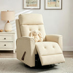 360° Swivel Glider Rocker Recliner Chair, Manual Reclining Sofa for Adults, Nursery Rocking Chiar for Nursery Room, Living Room and Bedroom, Small Recliners for Small Spaces,Beige