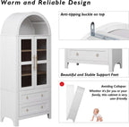 71" Tall Arched Kitchen Pantry Cabinet with 2 Large Drawers, Modern Farmhouse Kitchen Storage Cabinets with Adjustable Shelves, Glass Door, Wood Versatile Cupboard for Kitchens, Dining Room, White