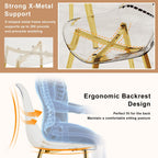 Ebullient Glass Dining Table Set for 4, 51" Clear Tempered Glass Tabletop with Gold Chrome Metal Legs and 4 Transparent Acrylic Chairs, Compact Modern Kitchen Table Set for Small Space Dining Room
