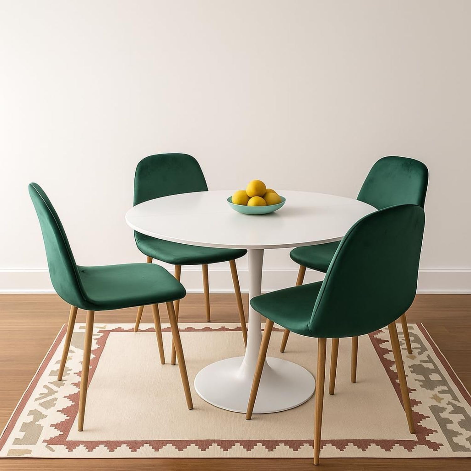 42.1" Round Dining Table Mid Century Modern Tulip Table Kitchen Dining Table for 4 People with MDF Tabletop & Pedestal Base for Coffee Office Living Room Dining Room (White)