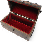Nautical Cove Wooden Treasure Chest with Padded Velvet Lining and Antique Lock with Skeleton Keys (Medium 11x6x6.5) – Luxury Wood Pirate Chest, Decorative Wooden Keepsake Box