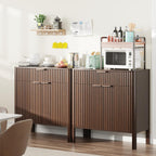 Fluted Buffet Cabinet with Storage - Modern Sideboard Accent Credenza with Doors & Drawer Wood Console Coffee Table Bar Counter for Living Room Kitchen Dining Room Entryway, Easy Assembly 31" Walnut
