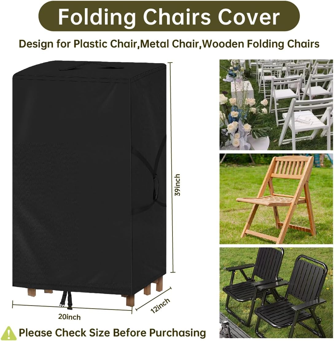 Folding Chair Cover,Water Resistant Folding Chairs Storage Bag with Handles for Metal,Plastic and Wood 2 Pack
