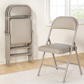 Folding Chairs 4 Pack,350 lbs Heavy Duty Metal Frame Folding Chairs with PU Leather Cushion, Ergonomic Foldable Chair with Non-Slip Feet, Portable Stackable Seating for Office Wedding Camping -Khaki