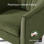 LINSY Accent Chair with Ottoman, Modern Armchair Comfy Barrel Reading Chair with Footrest for Living Room Bedroom Reading Room, Velvet, Olive Green