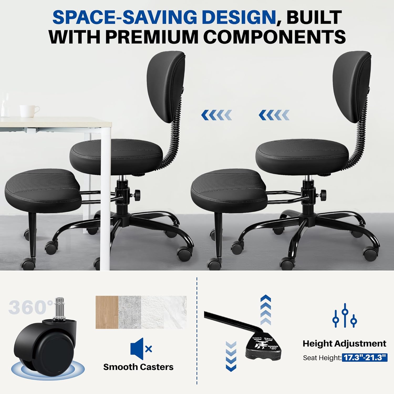 Cross Legged Office Chair with Wheels, Ergonomic Kneeling Chair with Lumbar Support and Adjustable Height for Meditation, ADHD Desk & Yoga