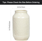 White Ceramic Vase for Flowers, 9 Inch Modern Decorative Vase for Home Decor, Centerpieces, Table, Living Room, Bathroom, Kitchen, Jarrones Decorativos para Sala