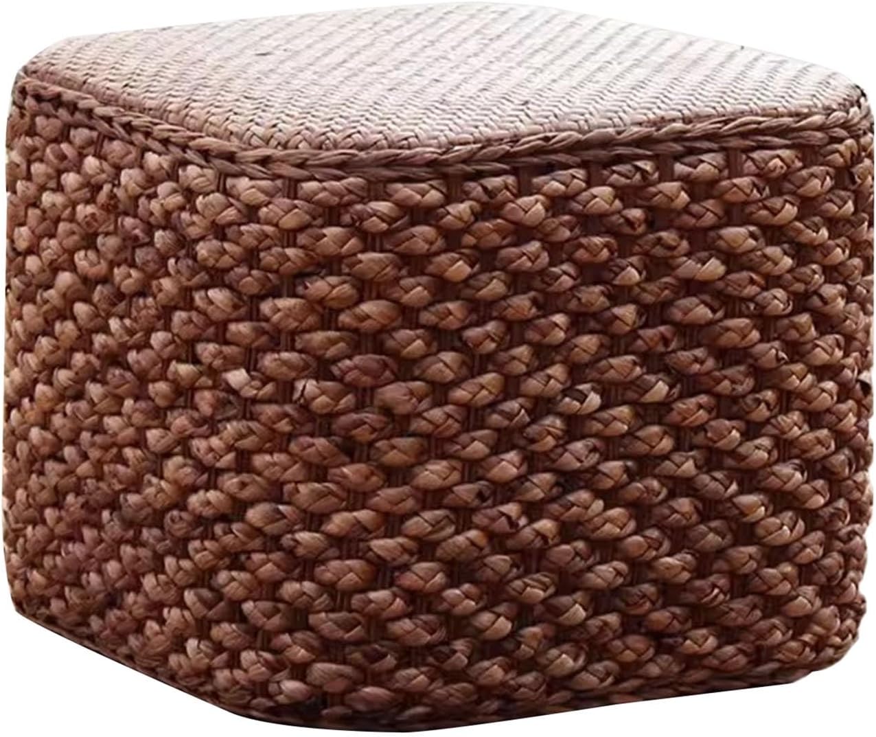 Foot Stool Ottoman Braided Sitting Footrest, for The Living Room, Bedroom, Nursery, Patio, Lounge Other Rooms in The Home(Coffee Color)