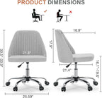 DUMOS Office Chair, Comfy Desk Chair Rolling Vanity Swivel Task Chairs with Wheels, Wide Seating Armless Height Adjustable Computer Chairs for Home,Bedroom,Student,Adults, Classic Grey