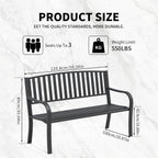 YLGJ&TIDY 50 Inches Garden Benches for Outdoor Patio Bench with Stripe Pattern Backrest Armrest Weatherproof Park Benches Metal Bench for Garden Park Porch Lawn Yard (Vertical Line)