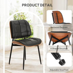 Dining Chairs Set of 2, Mid Century Modern Dining Room Chair, Upholstered Faux Leather Kitchen Chairs with Thick Cushion and Walnut Bentwood Back for Kitchen Dining Room, Black
