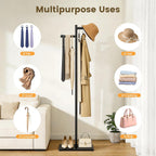 Metal Freestanding Coat Rack, 68.9"H Z-Shaped Coat Tree with Natural Rock Base, Modern Clothes Hanger Stand for Coats, Hats, Bags & Scarves, Ideal for Entryway, Bedroom, Office & Living Room