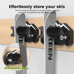 Hikeen Ski & Snowboard Wall Mount,Fits Any Ski or Snowboard, Ski Wall Rack Non-Slip Storage for Garage Organization,Space-Saving Winter Gear Organizer,2 Pack