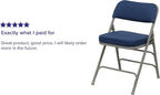 Flash Furniture Hercules Series Metal Folding Chairs with Cushioned Seat, Fabric Upholstered Event Chairs with 300-lb. Static Weight Capacity, Set of 2, Navy