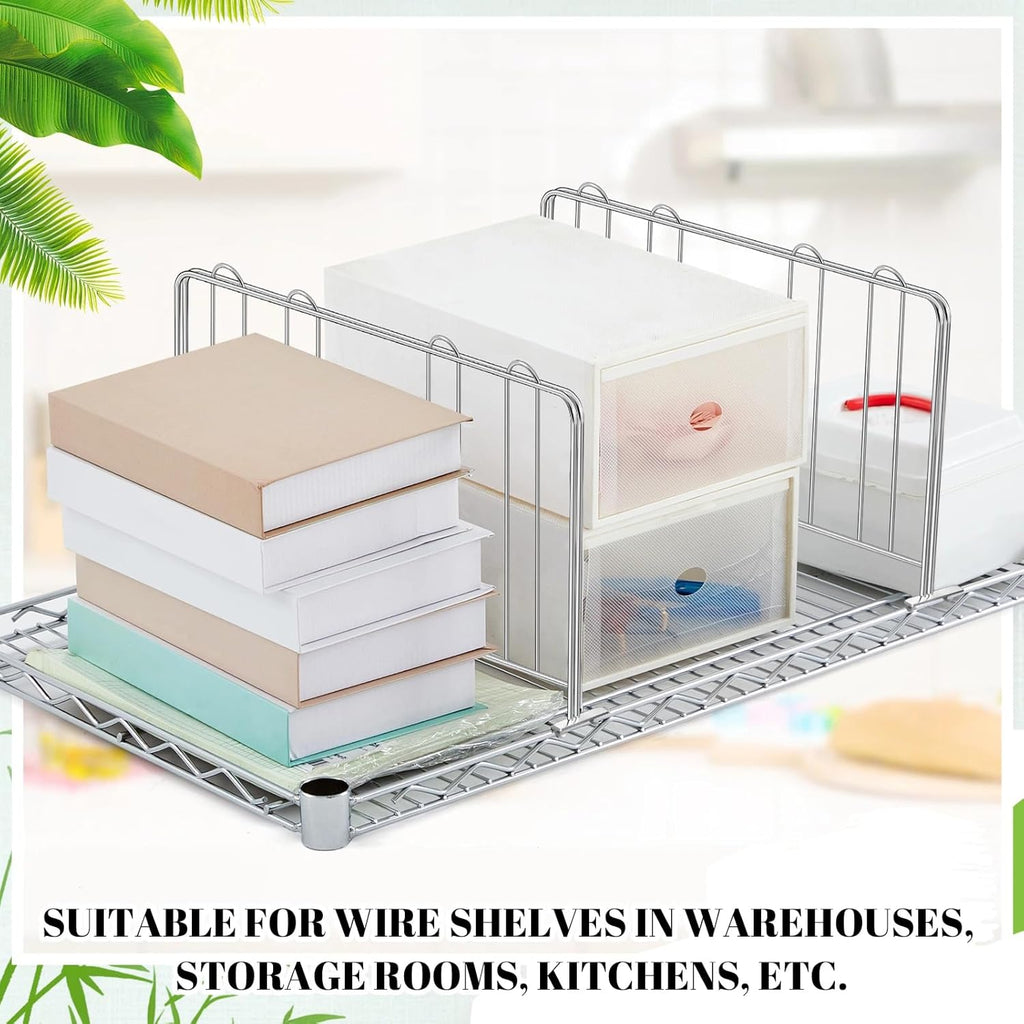 MorningRo 6 Pcs 18" W x 9" H Wire Shelf Divider Chrome Plated Steel Wire Rack Divider for Shelving Metal Accessories for Bathroom Kitchen Office Pantry Room Storage Organization, Silver