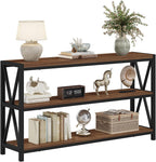 FATORRI Console Table for Entryway, 55 Inch Modern Entry Table with 3 Tier Shelves, Couch Tables Behind Sofa for Living Room (Medium Walnut)