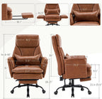 Furniliving Big and Tall Office Chair, Ergonomic Computer Desk Chair with Footrest, Wide Seat Reclining Gaming Chair, Flip Armrests for Cross Legged Sitting, Heavy Duty Support up to 400LBS, PU, Brown
