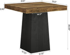 Tribesigns Square Bar Table, 35.4" H Bistro Pub Table with Fluted Hollow Base for Living Room Home Bar Cafe, Small Space (Only Table)