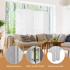 6ft Room Divider, 4 Panel Folding Privacy Screen with Hand-Woven Opaque Design, Extra Stable Wood Partition Wall, Freestanding Portable Separator for Home Office (White, 4 Panels)