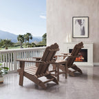 Folding Adirondack Chair, Polystyrene, Durable & Weather Resistant Outdoor Adirondack Chair for Lawn and Garden, Easy Assembly, 350 Ibs Capacity(Brown, 2 pcs)