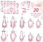 Inbagi 20 Pcs Glass Bud Vase Set - Pink Small Flower Vases Bulk, Vintage Embossed Decorative Bottles for Wedding Valentine Home Table Centerpieces Decor
