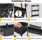 SPACELEAD 2-piece Set Slim Storage Cart 3 Tier,Bathroom Organizer Rolling Utility,Mobile Shelving Unit Slide Out for Office, Kitchen, Laundry Room & Narrow Places
