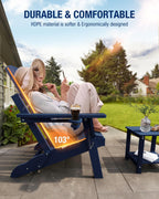 Adirondack Chair with Cup Holder: Adirondack Chairs Set of 4 Plastic HDPE Material Furniture - Composite Fire Pit Chairs Foldable for Outdoor/Backyard/Garden/Lawn/Deck/Porch/Patio