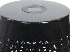 Benjara Sola Side Table- Solar Powered Light- 18" Barrel Shaped Black Iron