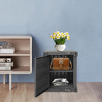 Industrial Style End Table 22 Lbs Load Capacity Side Table with Metal Combination Lock & Two Layer Storage Industrial Style Container Cabinet for Living Rooms, Bedrooms and Offices(Black)