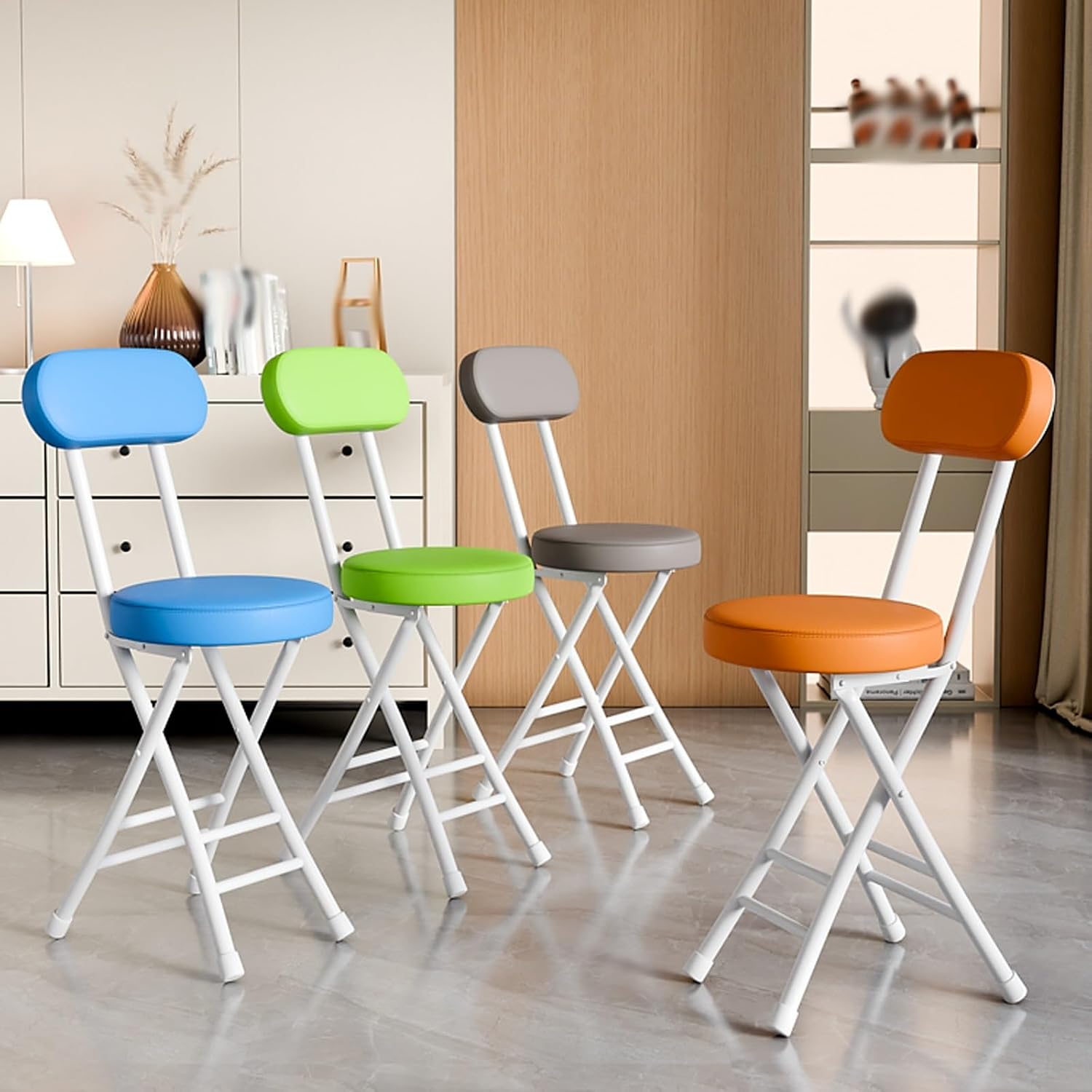 Folding Chairs -Stackable Kitchen Stools,Office Desk Guest Chair,for Indoor and Outdoor Events Commercial Event Seat White（1 Pack）(Browns)