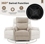 HAOMARKETS Swivel Rocker Recliner Chair Set of 2, Manual Faux Leather Glider Rocking Recliners for Adults, 360° Swivel Nursery Reclining Sofa with Padded Backrest for Living Room, Beige
