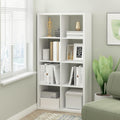 Furinno Cubicle Book Shelf, 8-Cube Bookshelf, Extra Thick Frame Horizontally & Vertically Reversible Bookcase with Open Back, 14.6 x 30 x 58, for Living Room, Bedroom, Home Office, Plain White