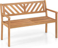 Tangkula Acacia Wood Outdoor Loveseat Bench, 2-Person Patio Garden Bench with Armrests & Backrest, Slatted Wooden Outside Seating Furniture for Backyard, Porch, Deck (V-Shaped Backrest)