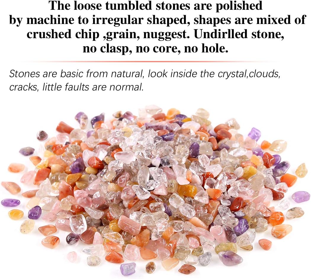 Swpeet 1.1 Pound Small Tumbled Chips Stone Gemstone Chips Crushed Pieces Irregular Shaped Stones Crystal Chips Stone Perfect for Jewelry Making Home Decoration