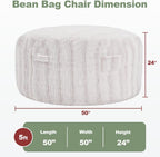 fond + found 5FT Bean Bag Chairs Giant Bean Bag Chair Cover with Wave Pattern Fur Washable Bean Bag Chairs for Adults Filled with Memory Foam for Bedroom Living Room (Oatmeal, 5FT- 50" x 50" x 24")
