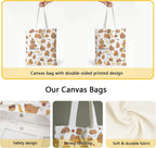Aesthetic Canvas Tote Bag for Women - with Magnetic Snap Closure & Zipper Inner Pocket Reusable Bag for Shopping