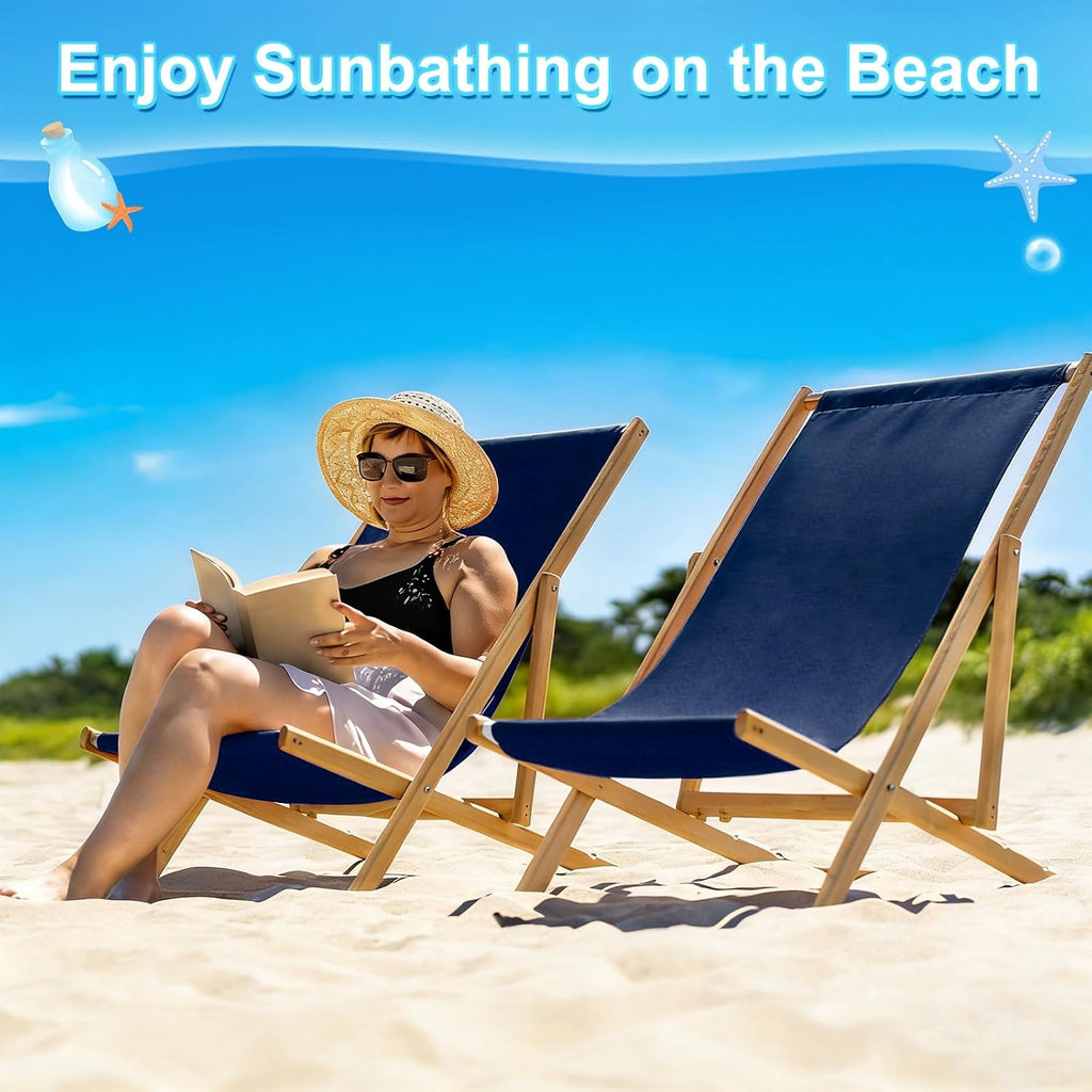 M METERXITY Beach Sling Chair Replacement Canvas, 16x44.5 Inch Folding Lounge Chair Fabric for Beach/Sunbathing/Courtyard/Garden, Outdoor Furniture Cloth [Dark Blue, Only Replacement]