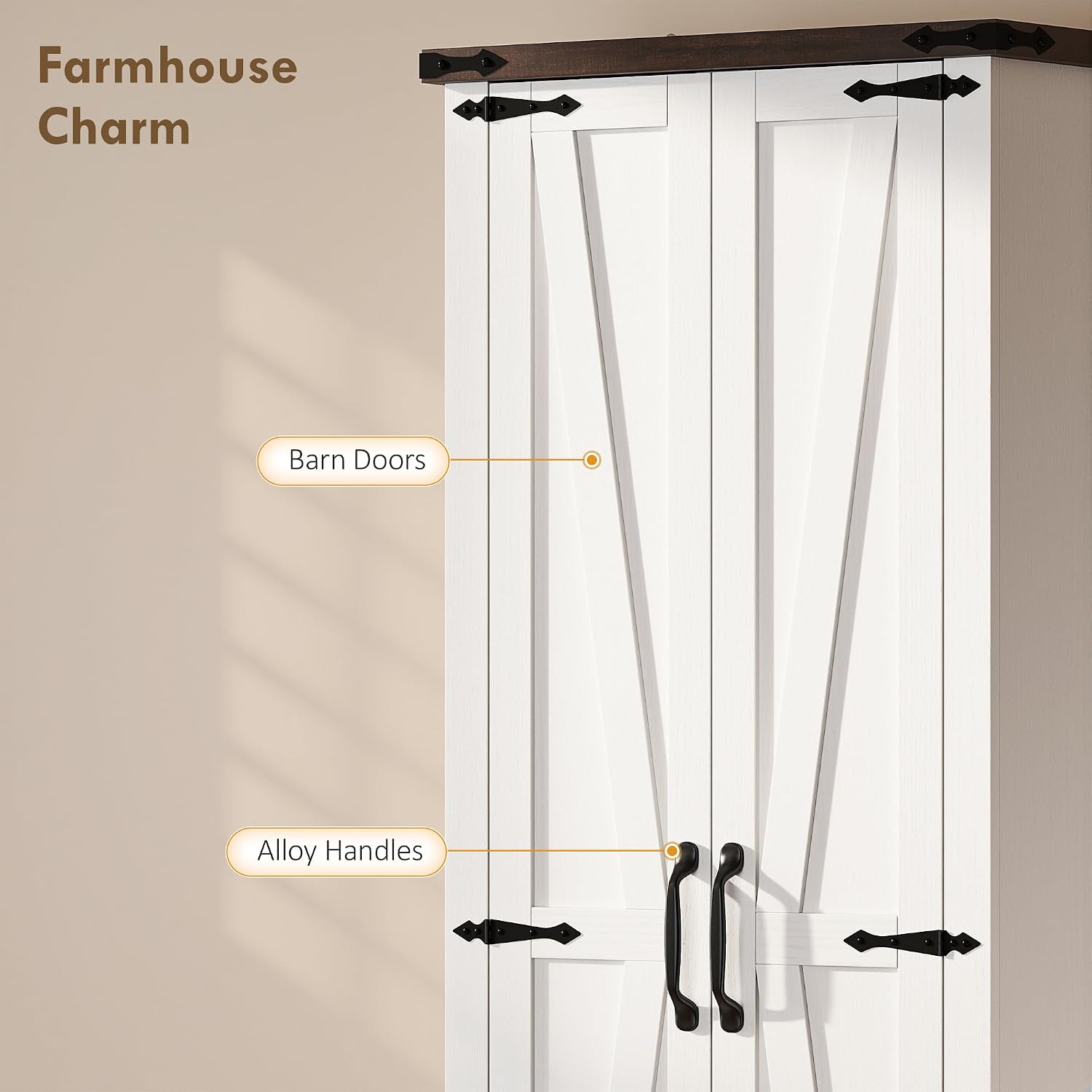 HOMCOM 71" Tall Kitchen Pantry, Farmhouse Storage Cabinet with Barn Doors, Drawer and Adjustable Shelves, Freestanding Food Pantry Cabinet for Kitchen, Dining Room, White