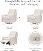 Babyletto Sigi Electronic Power Recliner and Glider with USB Port in Performance Cream Eco-Weave, Water Repellent & Stain Resistant, Greenguard Gold and CertiPUR-US Certified