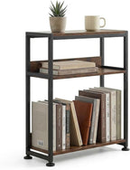 Seydrey 3 Tier End Table with Fabric Drawer, Small Side Table for Small Space, Sofa Table with Storage Shelf for Living Room, Bedroom, Black (Brown)