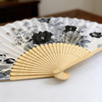 8.26x15.74Inches Handheld Folding Fan with Vintage Chinese Floral Patterns, Portable Collapsible Summer Fan, Unisex Traditional Style, Dance Performance Prop, Pocket-Sized Easy to Carry,White