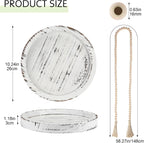 5 Pcs Rustic Country Tabletop Centerpieces Decor Set of 3 Boho Ceramic Vases with Wooden Serving Tray Wood Bead Garland Tassels Table Holder for Home Decorations(White)