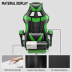 Huracan Gaming Computer Chair with Footrest, Adjustable Video Game Chairs for Adults, Heavy Duty Office Chair with Headrest and Lumbar Support, Green