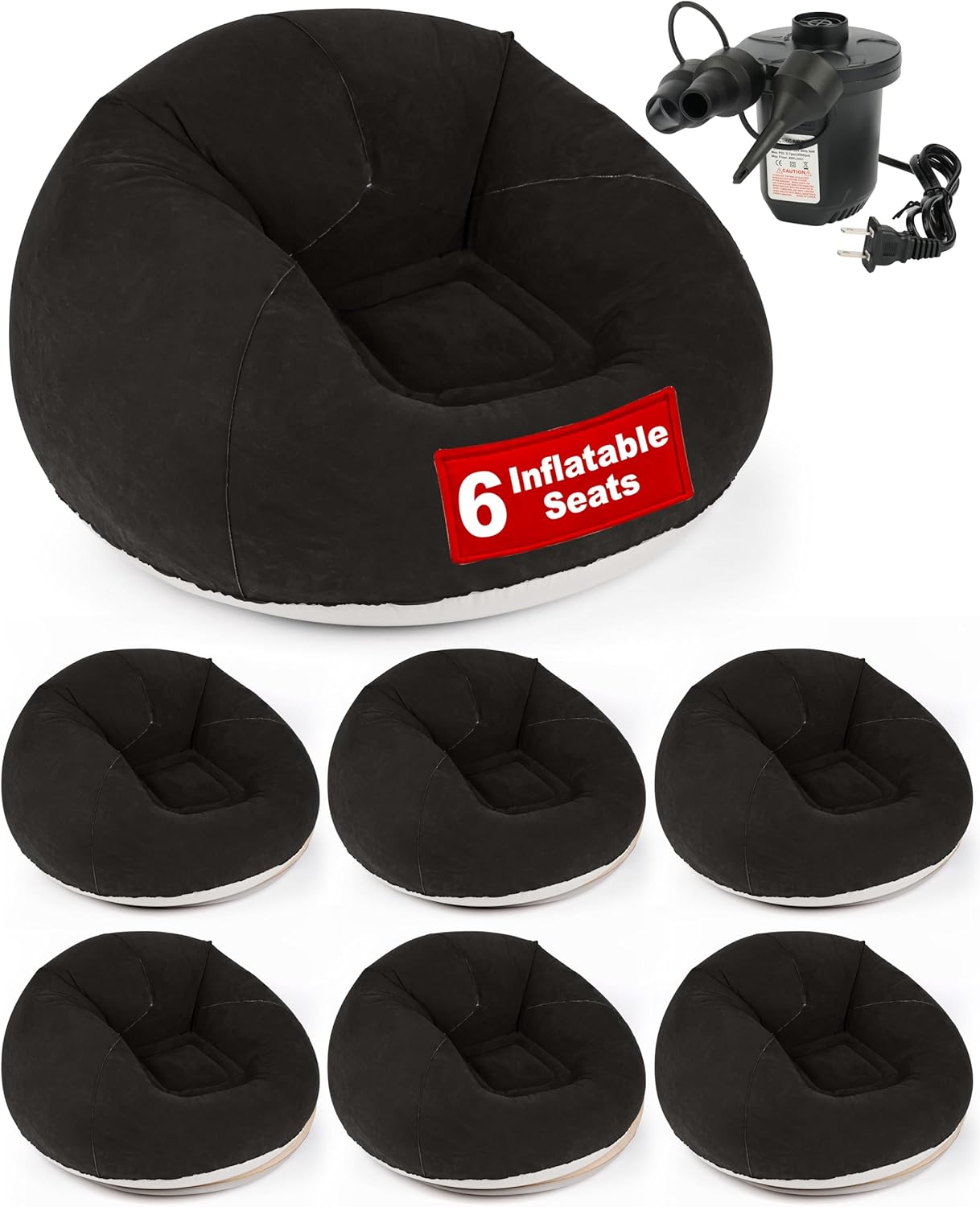 OLEEK Inflatable Bean Bag Chair with Electric air pumb 6PCS - Inflatable Chairs for Adults - Folding Outdoor Bean Bag Chair - Inflatable Chair for Kids - Inflatable Bean Bag Chairs Outdoor