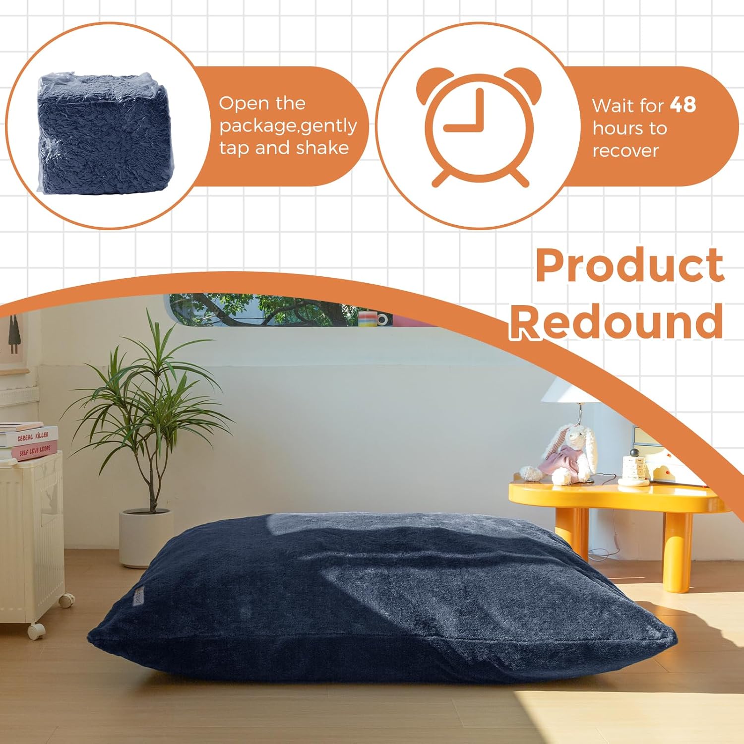 MAXYOYO 3 in 1 Kids Bean Bag Chair, Child Floor Sofa for Gaming, Reading, Faux Fur Floor Couch with High-Density Foam Filling for Living Room Bedroom
