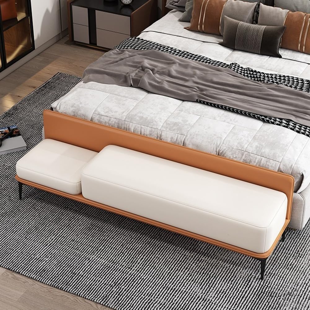 Modern Bed End Stool Simple Modern Bedside Bench Bedroom Creative Entrance Shoe Long Sofa Entryway(Brown)