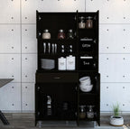 Black Pantry with 1 Shelf and Drawer - Store Your Kitchen Items Efficiently Keep Well-Organized Functional