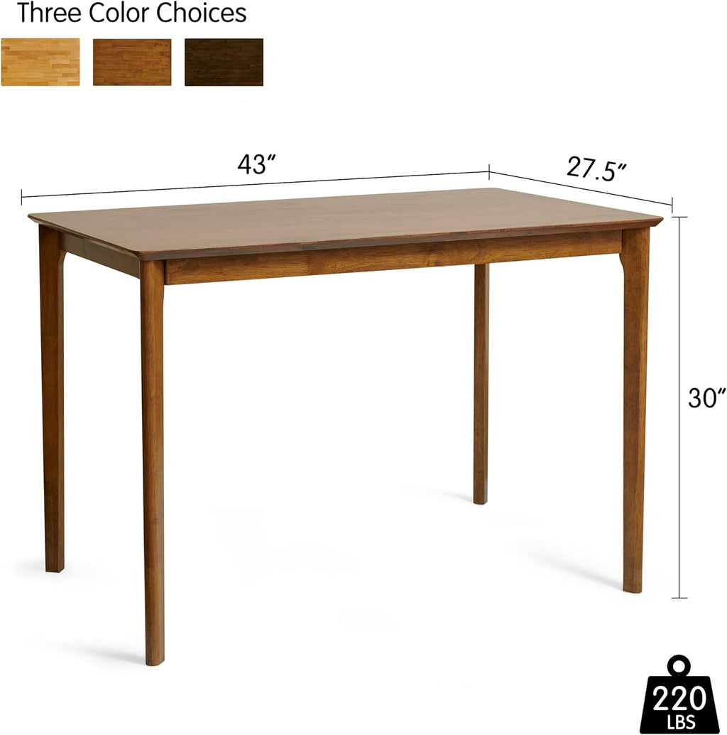 Hokway Small Dining Table, 43 Inch Rectangular Solid Wood Kitchen Table for Small Space, Easy Assembly, Dining Room Table for Home, Apartment, Office, Walnut